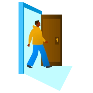 lil guy walking in door